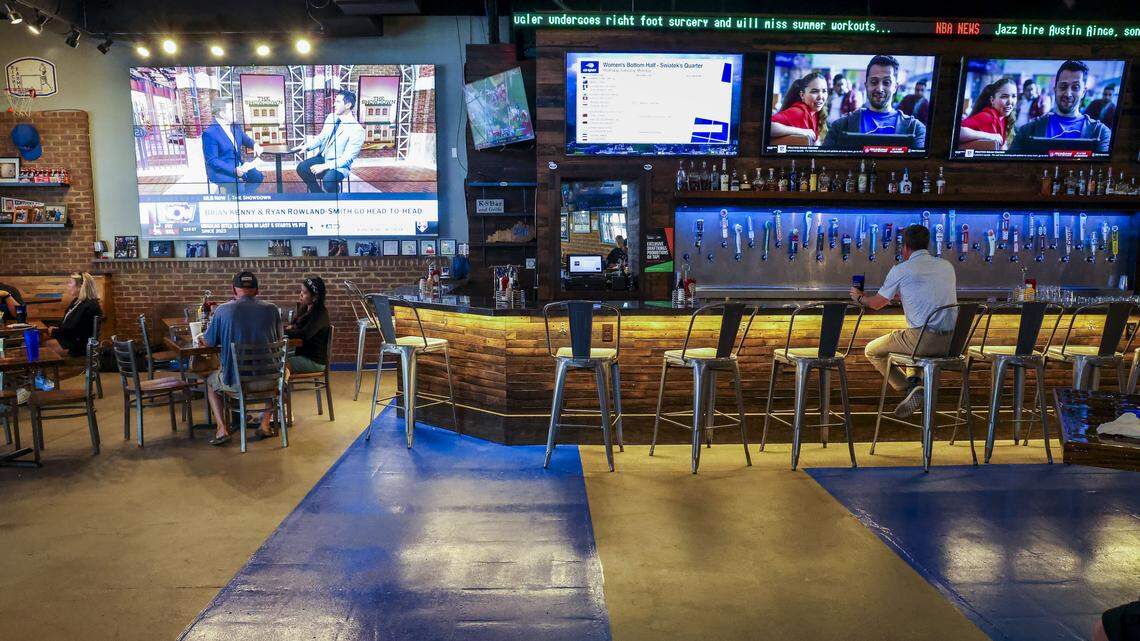 KSBar & Grille, photographed Thursday, Aug. 28, 2025 in Lexington, Ky., reopened after a menu and restaurant renovation that included refinishing the floors and repairing or replacing many of the televisions. They also moved the hostess stand inside.  