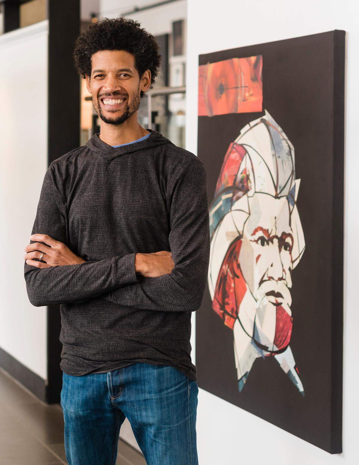 Imar Hutchins, grandson of Lyman T. Johnson, at his Washington, D.C. studio. He created an artwork of his grandfather than will hang in the University of Kentucky residence hall that is named for him.