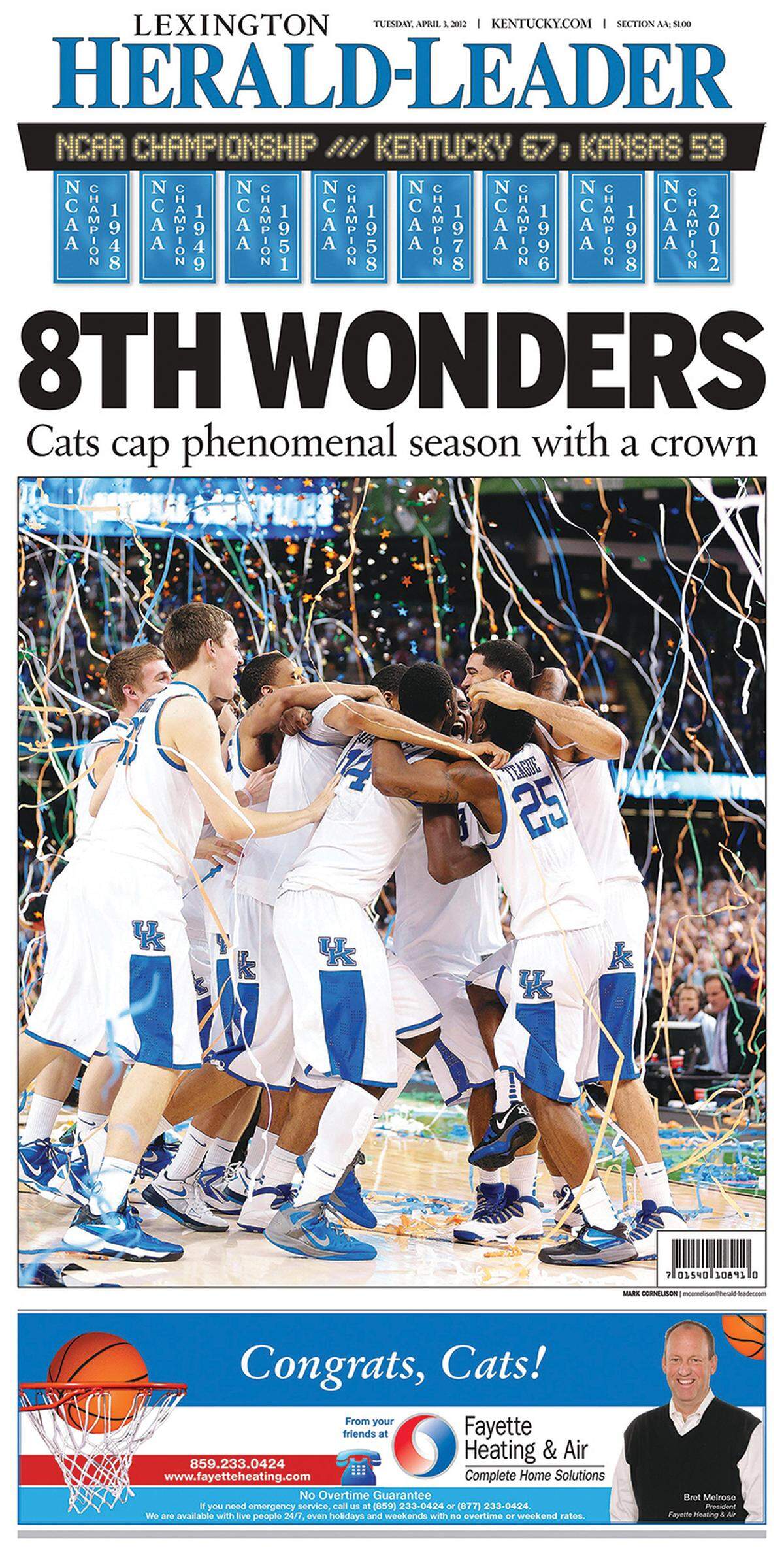 The front page of the Herald-Leader’s NCAA Tournament special section on April 3, 2012.