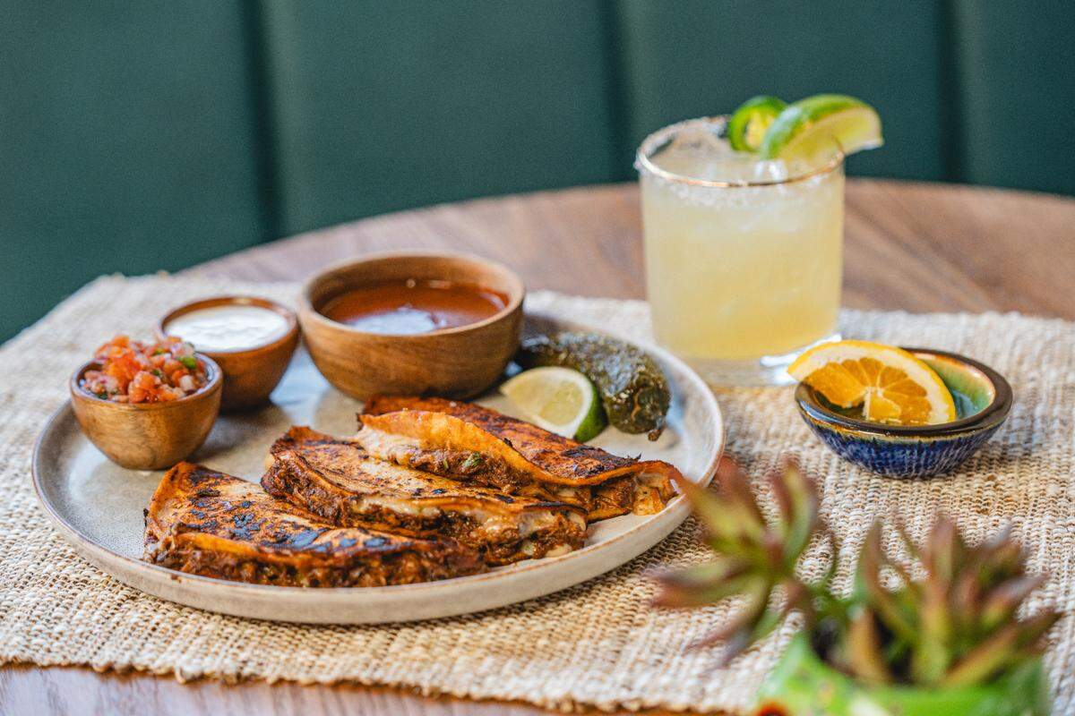 Besides tacos and a salsa bar, Desperados Cantina has hundreds of tequilas and mezcals to try alone or in cocktails.