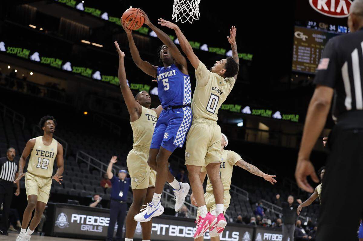Kentucky freshman Terrence Clarke (5) had 22 points, three rebounds and three assists in UK’s 79-62 loss to previously winless Georgia Tech on Sunday.