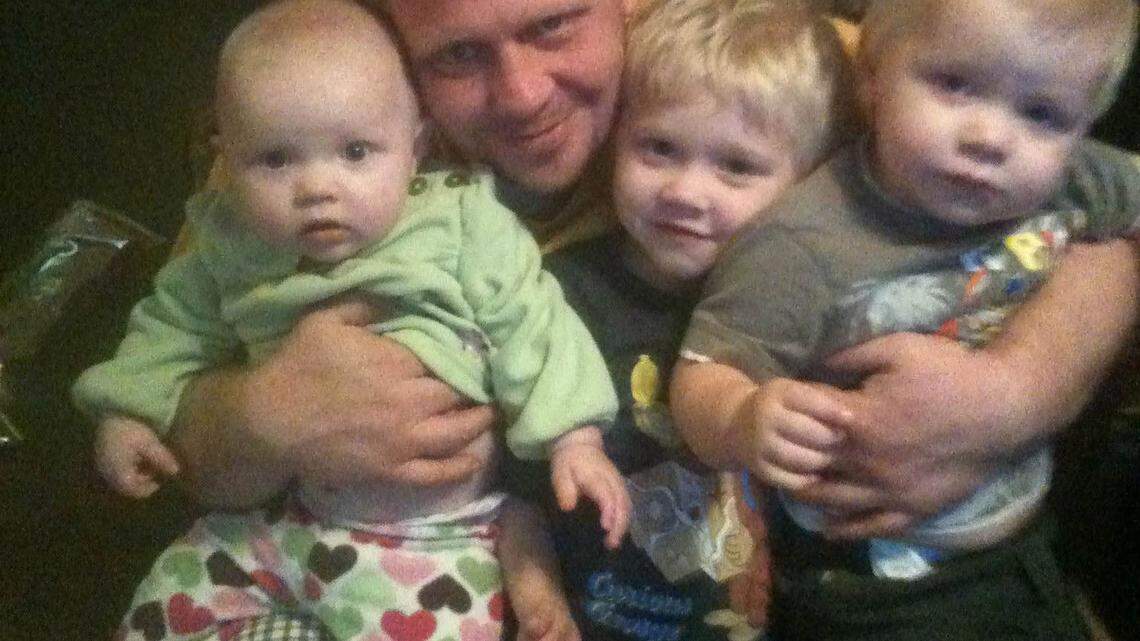 Abby, left, William and Camden Gray — seen here with their father, William Gray — died Saturday in a fire at the Knox County house where they lived with their mother, Nina Asher. She also died.    