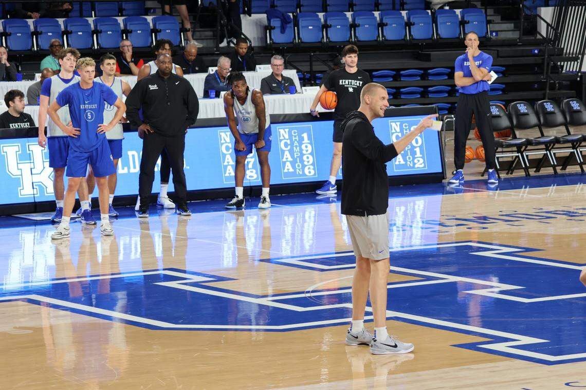New Kentucky head coach Mark Pope conducts his first Pro Day in front of NBA scouts in Memorial Coliseum on Monday night.