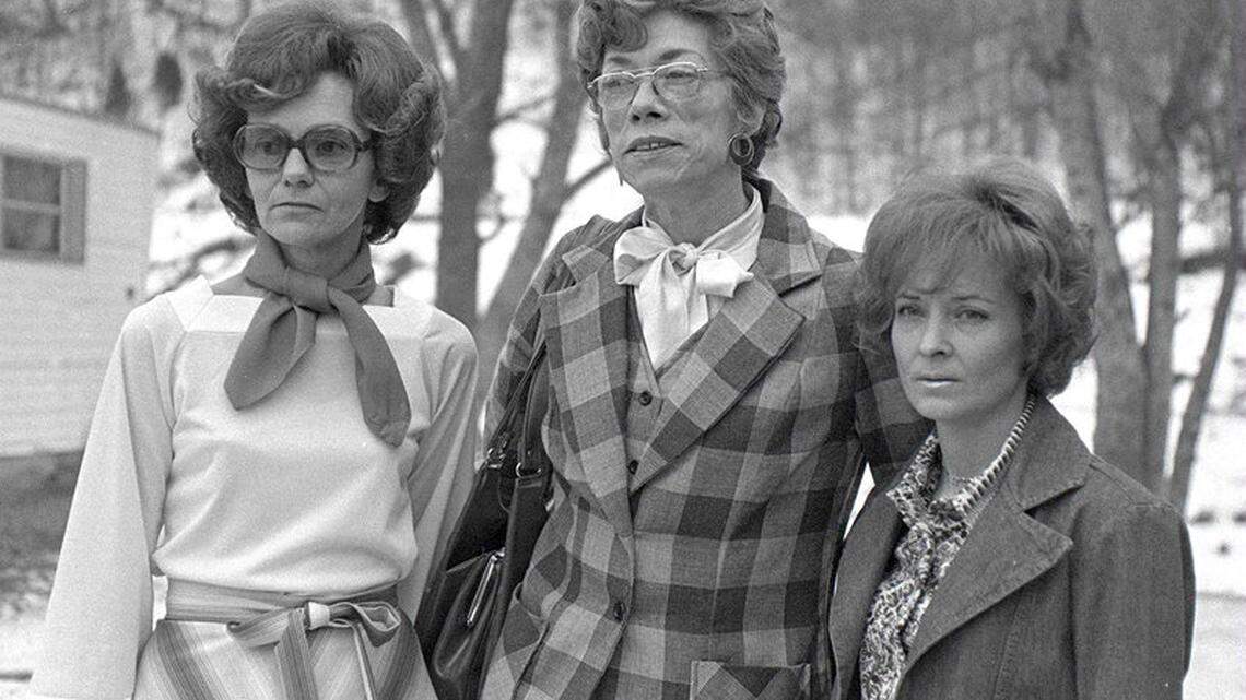Louise Smith, left, Elaine Thomas and Mona Stafford of Liberty were the ­central figures in a 1976 UFO mystery that has remained unsolved.  Their story is the inspiration for the play High Strangeness at Pioneer Playhouse in Danville.