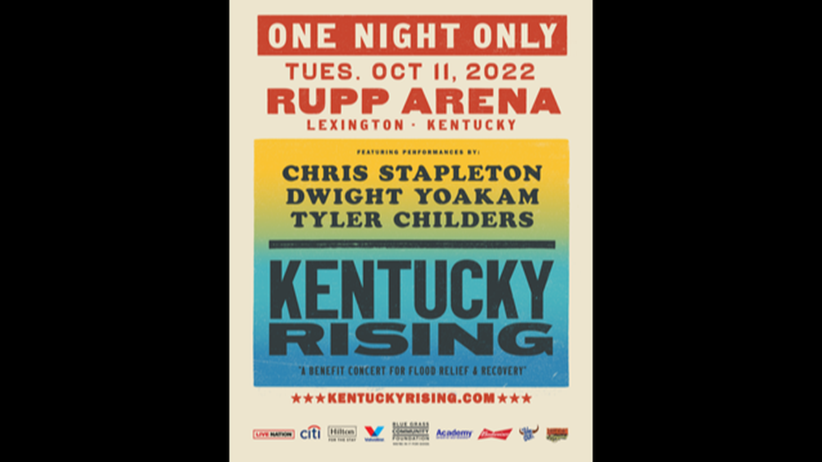 Kentucky Rising, a concert featuring Tyler Childers, Chris Stapleton and Dwight Yoakam, will benefit those affected by historic flooding in Eastern Kentucky.