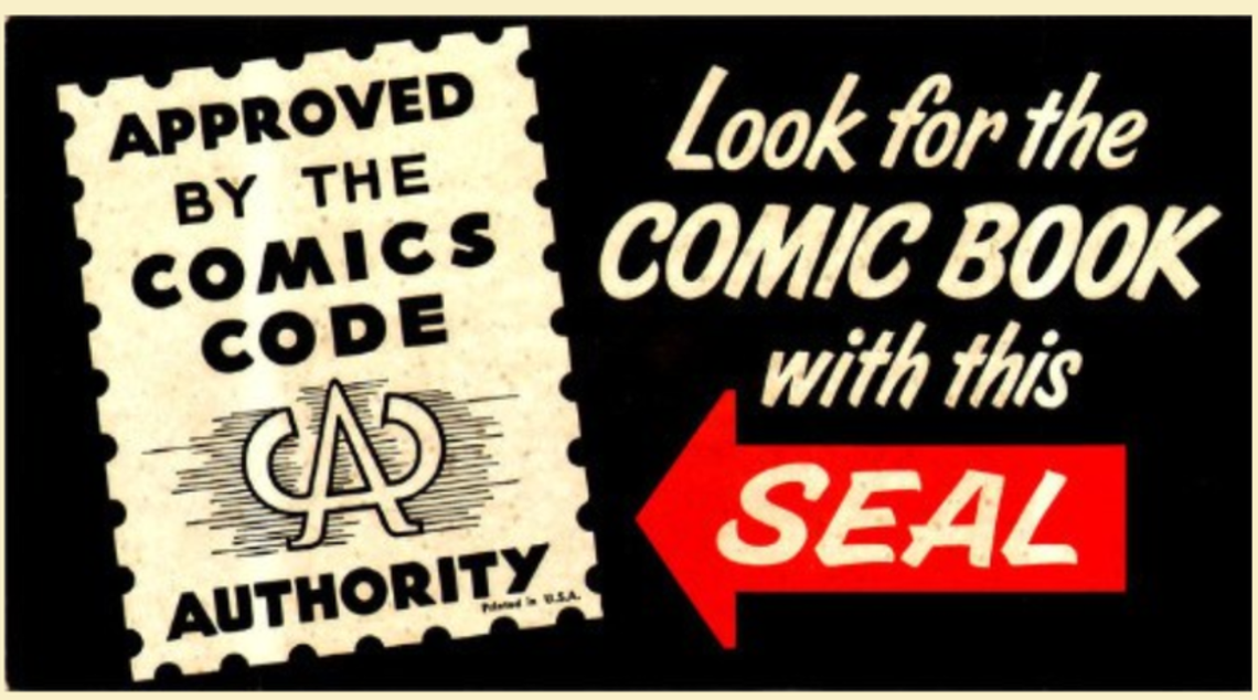 In 1954, facing outside pressure, the comic book industry agreed to self-censorship by creating the Comics Code Authority. Comics with this seal of approval on the cover had passed a strict review to make sure they were wholesome. Stores generally would not sell comics if they did not have the seal.