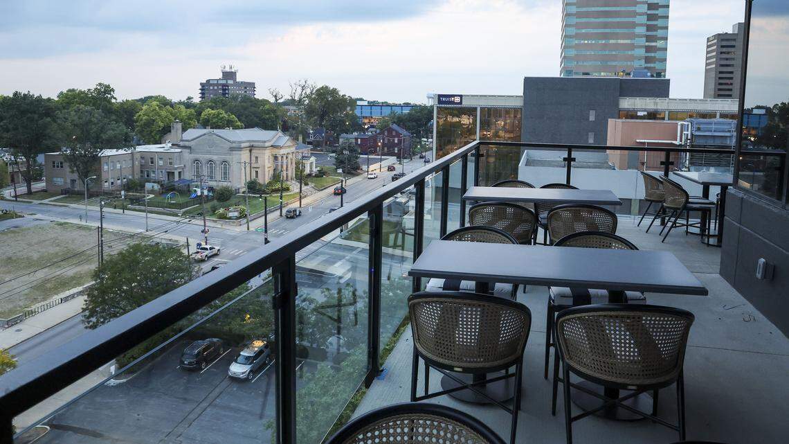The V, the public restaurant at The Vine, a new downtown Lexington development has two outdoor dining areas overlooking downtown Lexington that can seat 48, photographed Friday, Sept. 5, 2025.
