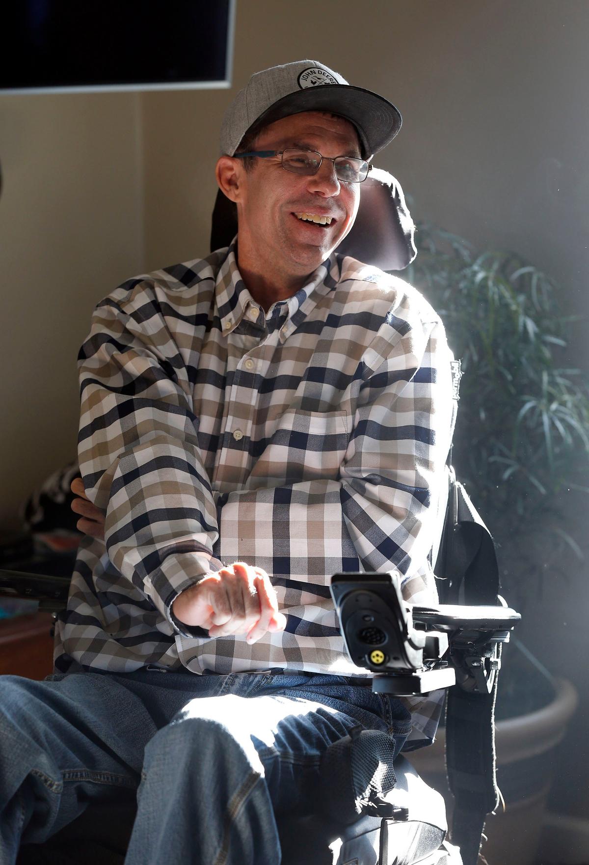 Eric Crawford talked in his home in Orangeburg, Ky. about his efforts in pushing for the legalization of medical marijuana in Kentucky. Eric became a quadriplegic after a wreck. He and his wife Michelle, are both working with Frankfort legislators.