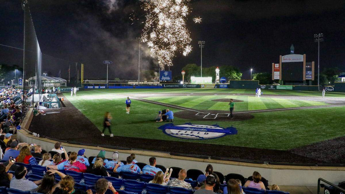 Fireworks light up the sky after a Lexington Legends game at Legends Field on May 25.