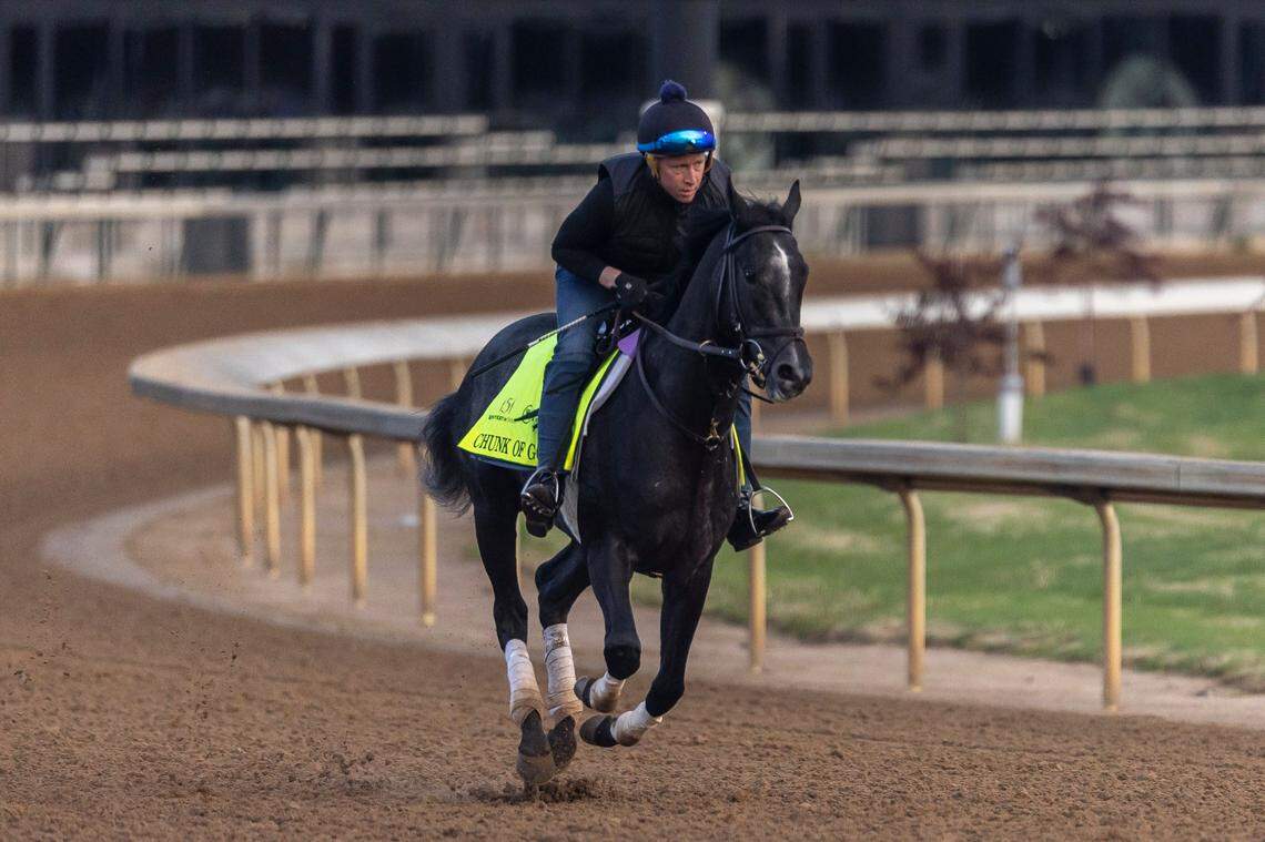 Kentucky Derby 151 hopeful Chunk of Gold runs at Churchill Downs on Monday.