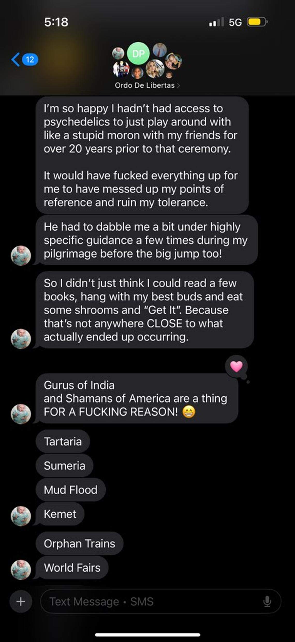 A screenshot obtained by the Herald-Leader shows the stream of consciousness texts the Lexington Blue owner Brad Pagel would send to the employees in his “order” including this one touting the benefits of psychedelic drugs.