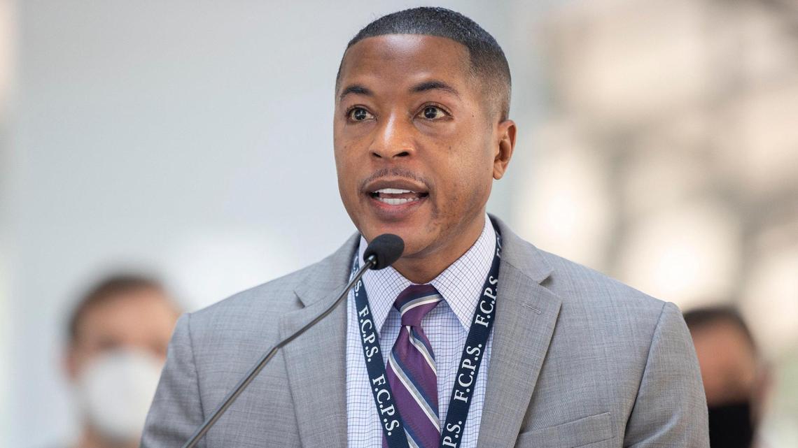 Demetrus Liggins, Fayette County Public Schools superintendents, speaks during a media conference on the COVID-19 surge in the community held at the Fifth/Third Pavilion in Lexington, Ky., on Tuesday, Aug. 24, 2021.