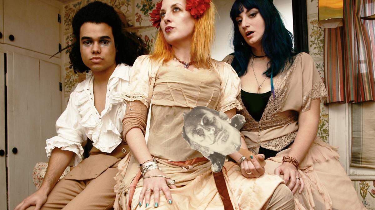 Rasputina — Daniel DeJesus, left, Melora Creager and Dawn Miceli — brings its brand of rock, cellos included, to Cosmic Charlie's on Saturday.