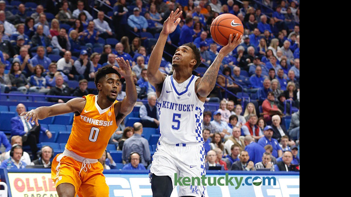 Malik Monk looked to take a shot against Tennessee on Tuesday night in Rupp Arena.