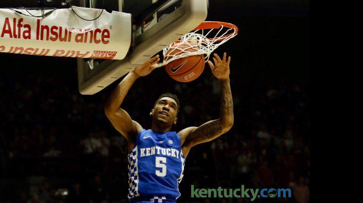 Malik Monk dunked early in Kentucky's game against Alabama on Saturday afternoon in Tuscaloosa, Ala.