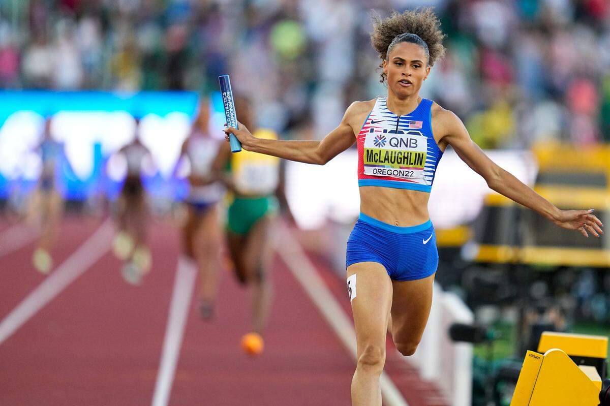 Sydney McLaughlin ran the anchor leg of the 4-by-400 relay in 47.91 seconds on Sunday night. Her split time was the fastest in the world in the event since Allyson Felix ran :47.72 in 2015.