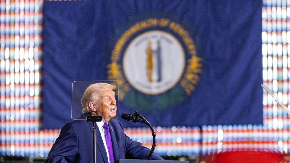 President Donald Trump laughs at a joke while speaking during his visit to Verst Logistics in Hebron, Kentucky, on Wednesday, March 11, 2026.