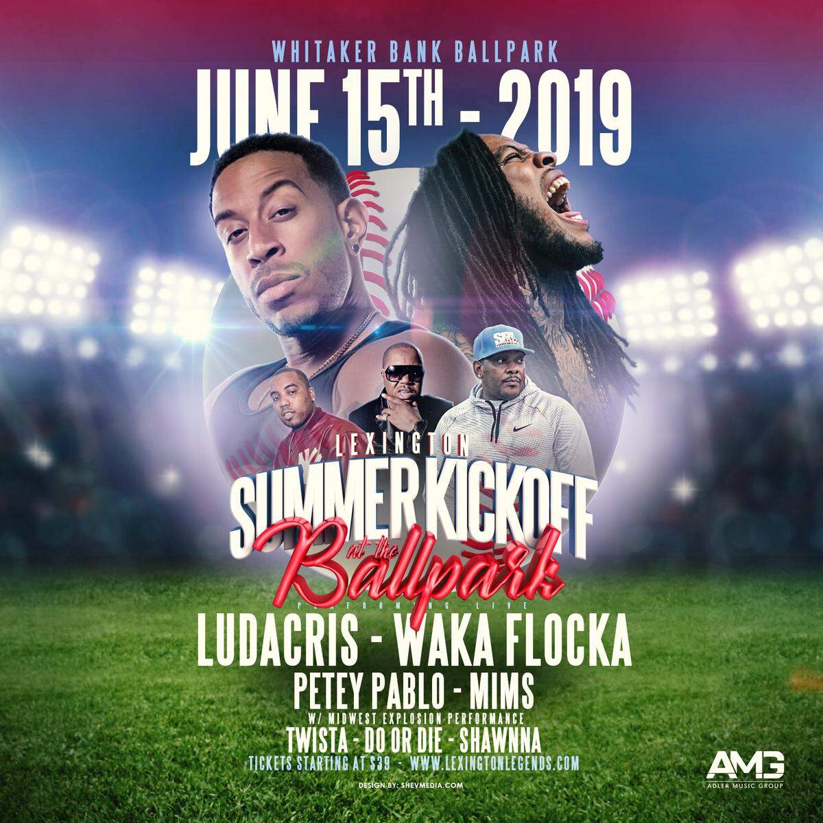 Rappers Ludacris, Waka Flocka, Petey Pablo, MIMS, Twista, Do or Die and Shawnna will perform in concert in June in Lexington.