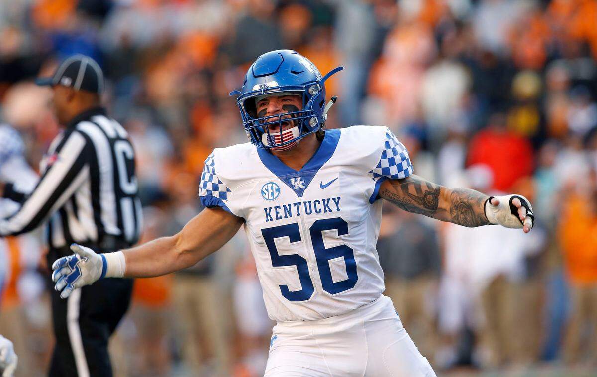 Linebacker Kash Daniel was third on the team in tackles this season. An emotional leader for Kentucky’s defense, Daniel is expected back for his senior season in 2019.