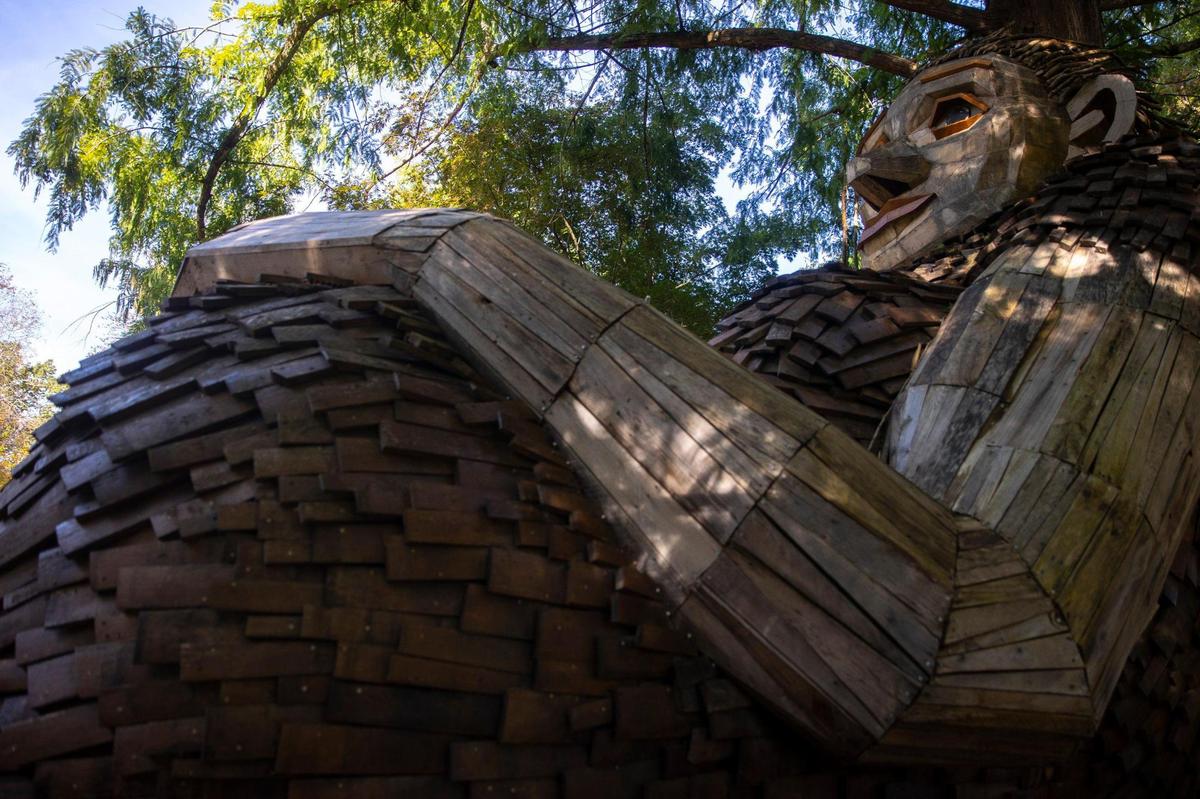 Danish artist Thomas Dambo constructed three “forest giant” sculptures using recycled wood in conjunction with Bernheim Arboretum and Research Forest’s 90th anniversary. Bernheim is located in Clermont, Ky. Wednesday, Oct. 27, 2021