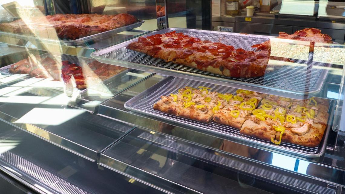 Hot and ready pizza by the slice at Dingbats Pizza, located at 471 Jefferson St., Thursday, Oct. 24, 2024 in Lexington, Ky.