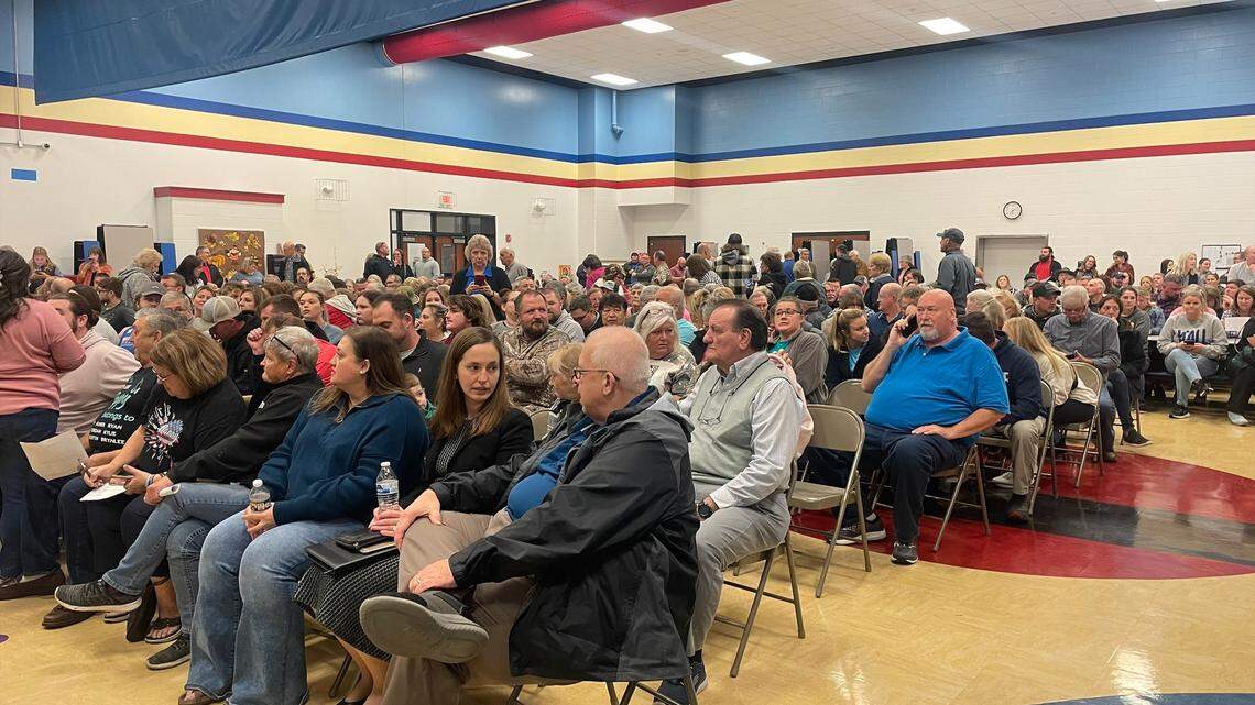 Hundreds of people attended an Anderson County school board meeting Nov. 13, 2023.