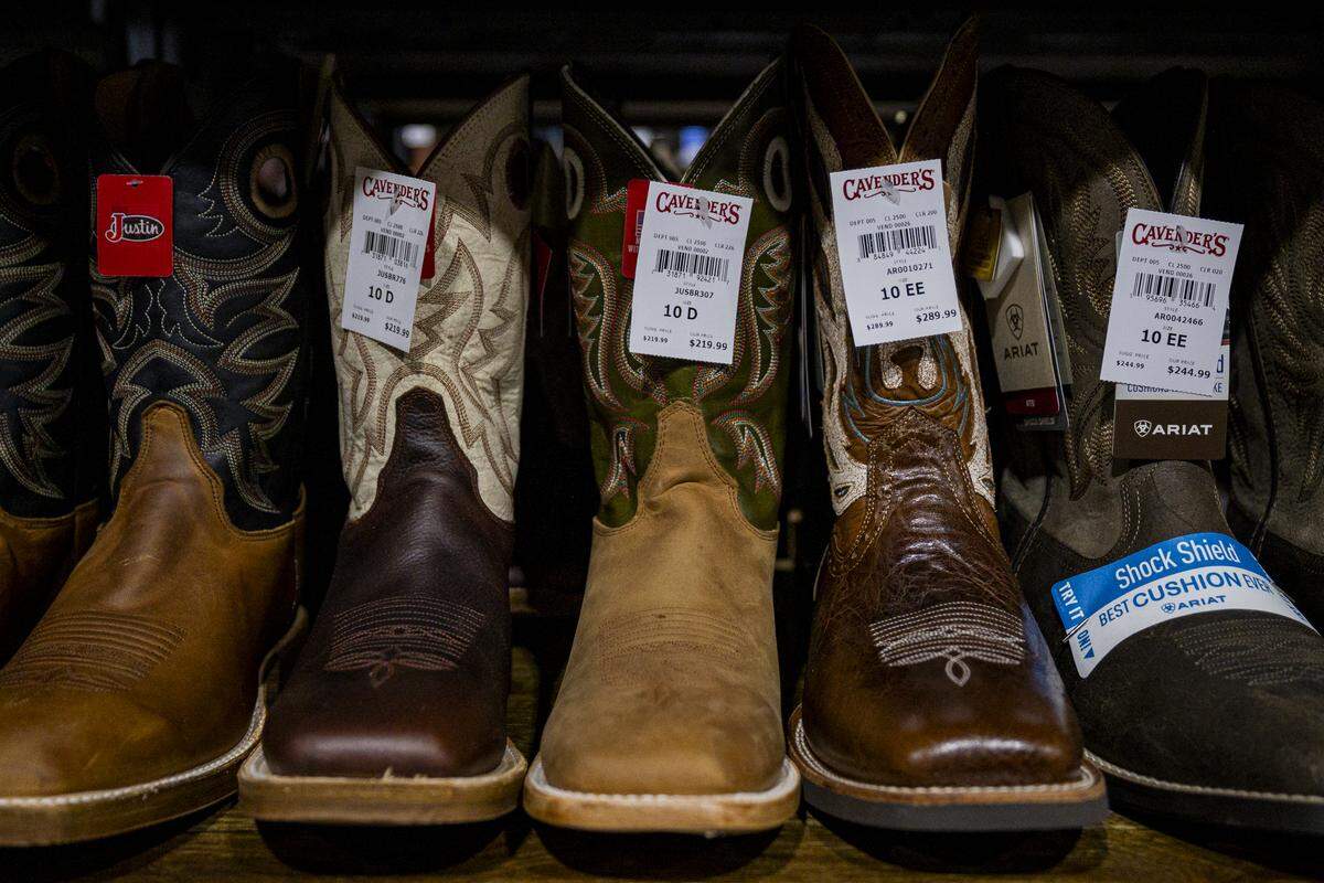 Boots at Cavender’s during a tour on Thursday, Aug. 21, 2025, at Fayette Mall in Lexington, Ky. 