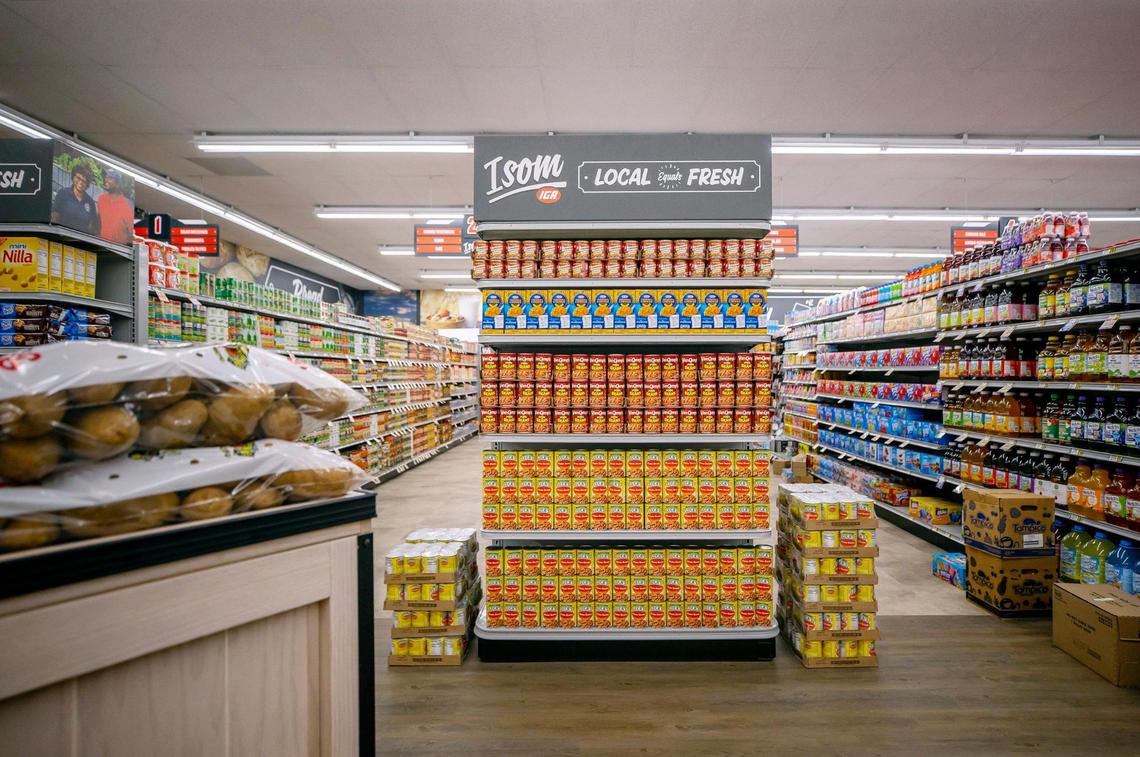 The shelves are once again stocked at Isom IGA in Isom, Ky. Flooding in Eastern Kentucky last summer spoiled the store’s entire inventory. The business is scheduled to reopen Saturday, April 1, 2023.