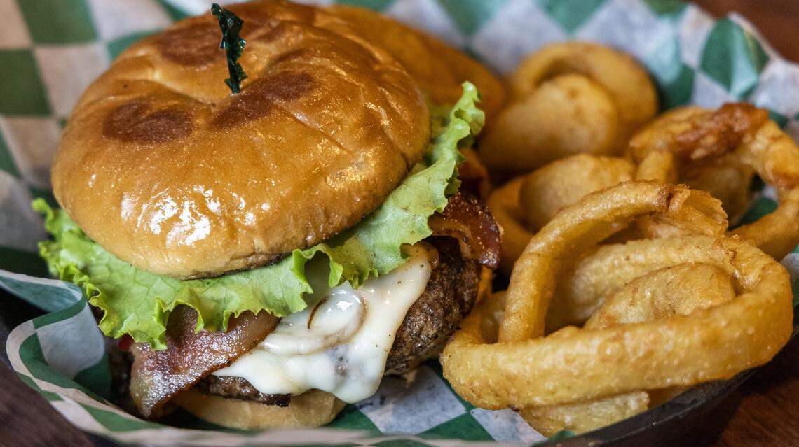 The Guido O’Round burger with onion rings is larger (10 ounces) and, therefore, pricier ($18) than other O’Rounds on the menu. It is topped with sautéed onions and mushrooms, bacon and double provolone cheese. The Guido, the BCOR, an O’Round topped with blue cheese dressing, and the O’Round are the three original burgers from the Lynagh’s menu. 