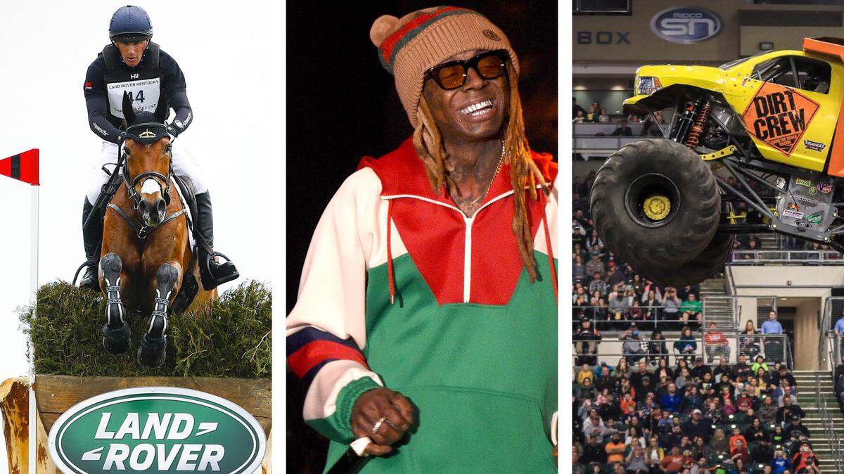 From left, the Land Rover Kentucky Three-Day Event at the Kentucky Horse Park, Lil Wayne’s concert and at The Toughest Monster Truck Tour at Rupp Arena will be three popular Lexington weekend events.