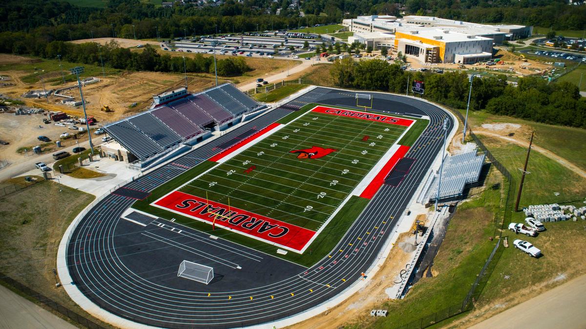 The newly constructed Cardinal Stadium at George Rogers Clark High School in Winchester, Ky., Tuesday, Sept. 3, 2019.