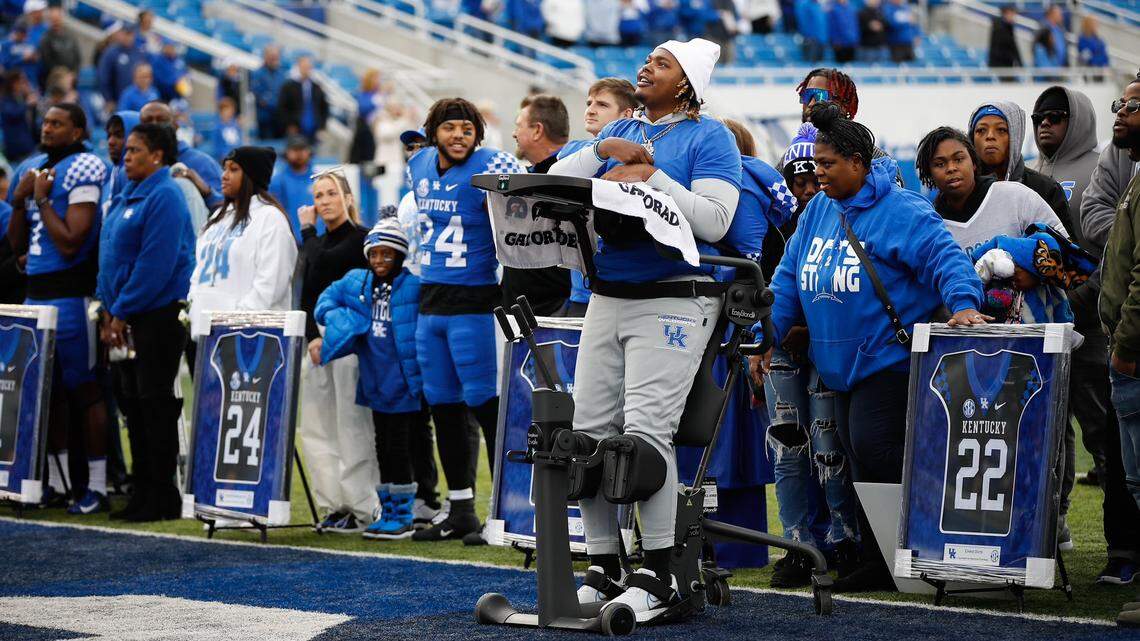 Chris Oats, whose career was ended by a stroke, honored by Kentucky football on Senior Day