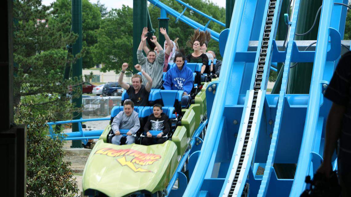 The Lightning Run roller coaster is new at the revamped Kentucky Kingdom amusement park in Louisville.