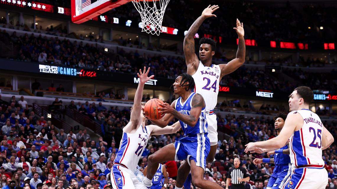 Kentucky’s upset bid falls short. No. 1 Kansas comes back to beat UK in Champions Classic.