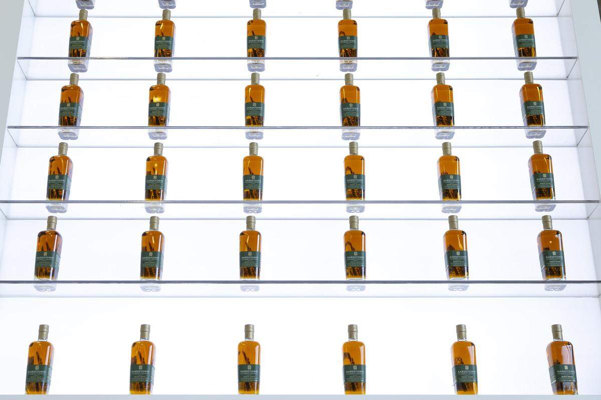 Bourbon is on display at Bardstown Bourbon Company in Bardstown, Ky., on Wednesday, Nov. 19, 2025. The company makes its own bourbons and also contract distills other brands.