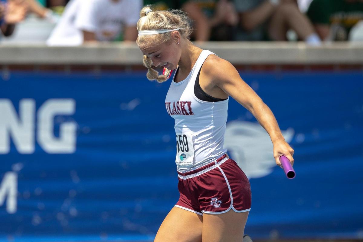 Pulaski County’s Maddy Dunn anchored the Maroons’ 4-by-100 and 4-by-200 relay teams, both winners, on Saturday. She also finished first in the 100-meter dash earlier in the day.