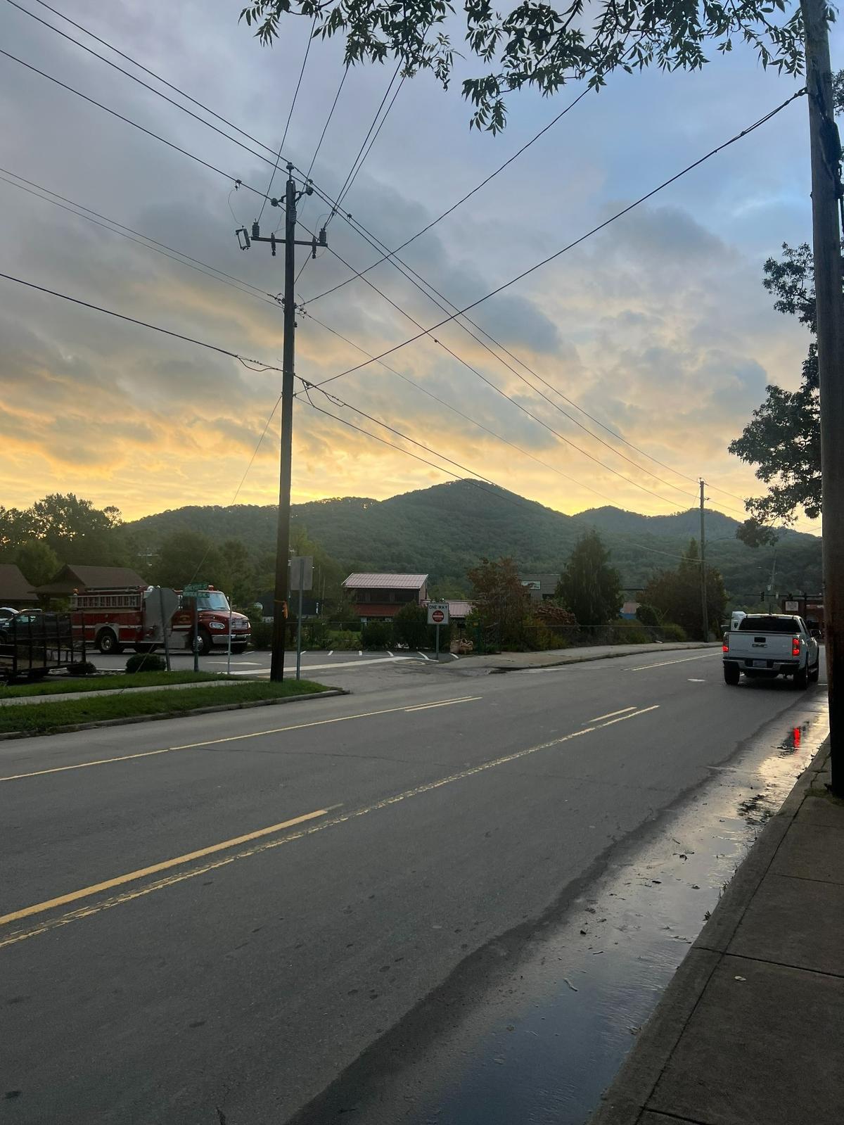 The sun rises in Black Mountain, North Carolina after Hurricane Helene brought rainfall and flooding to the area. Herald-Leader reporter Monica Kast, along with two friends, were stranded in the town over the weekend.