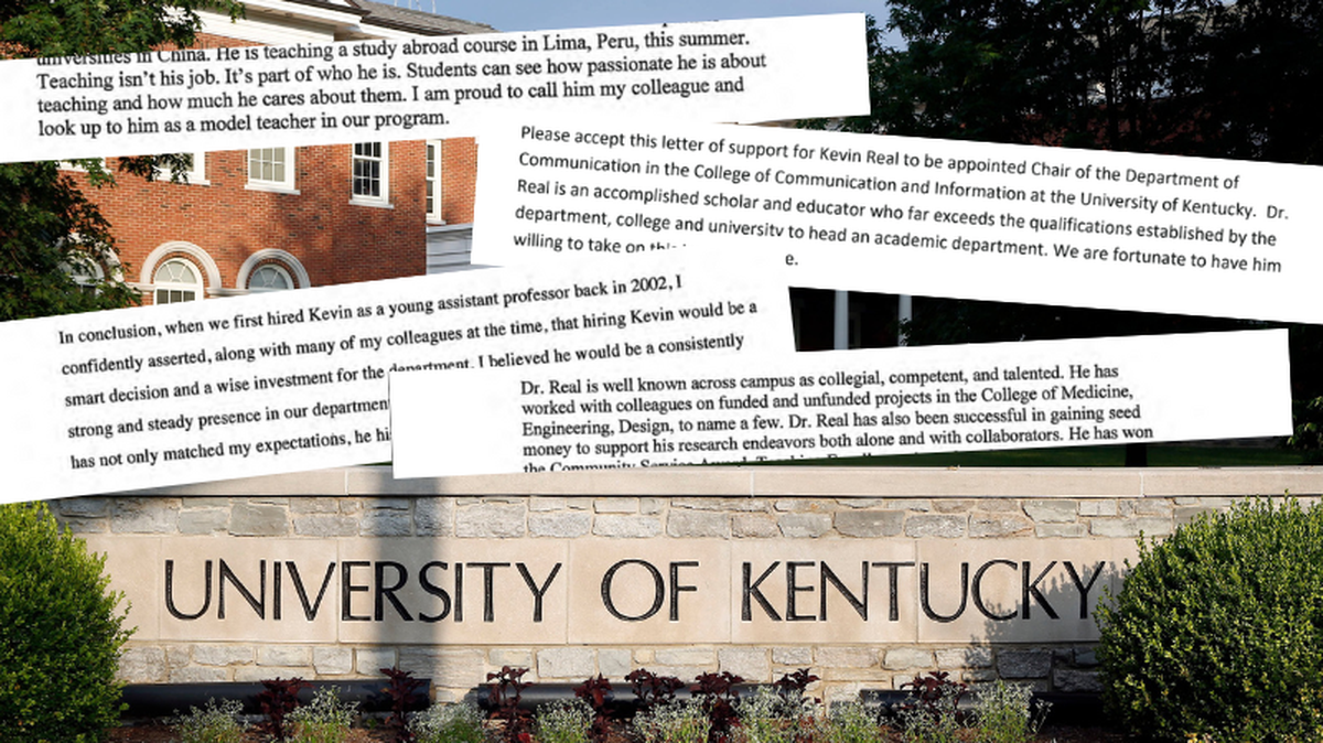 Excerpts from University of Kentucky professor Kevin Real’s personnel file show compliments and recommendations for various awards and teaching jobs. Real was arrested in September on charges of incest, sexual abuse of a person under the age of 12 and sodomy. He is on paid leave from UK.