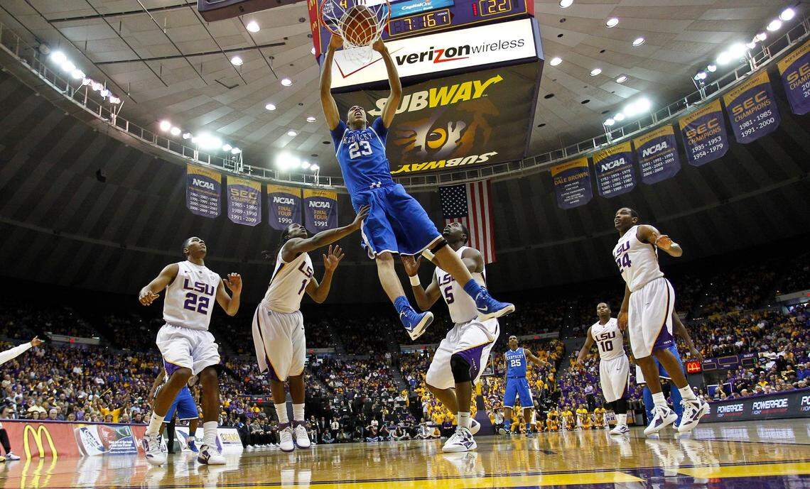 Anthony Davis (23) was named national player of the year by the AP and the U.S. Basketball Writers Association and led Kentucky men’s basketball to the 2012 NCAA championship.