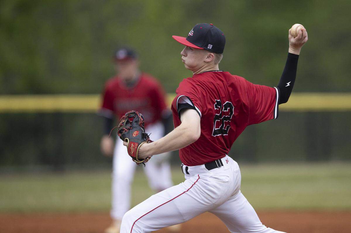 Scott County's Tyler Wands pitches during a game against Sayre on Tuesday, May 5, 2026.