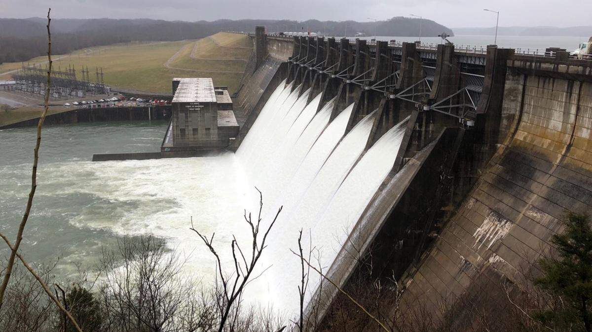 The U.S. Army Corps of Engineers was releasing a high volume of water from Wolf Creek Dam Wolf on Lake Cumberland on Feb. 20, 2019 after heavy rain pushed up the lake level.
