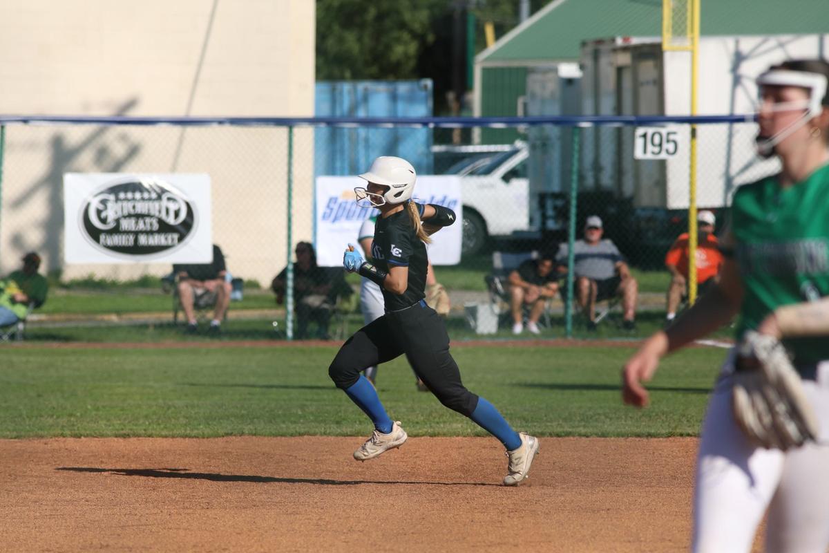 Lexington Catholic’s Aevea Mosley-Franklin hustles to second base during the Knights’ semifinals victory against Great Crossing.