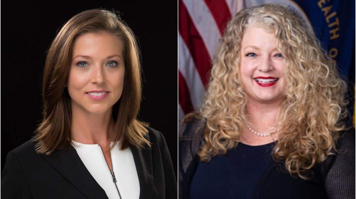 Republican candidate for 14th Judicial District Commonwealth’s attorney Kelli Kearney (left) and Commonwealth’s Attorney Sharon Muse Johnson (right).