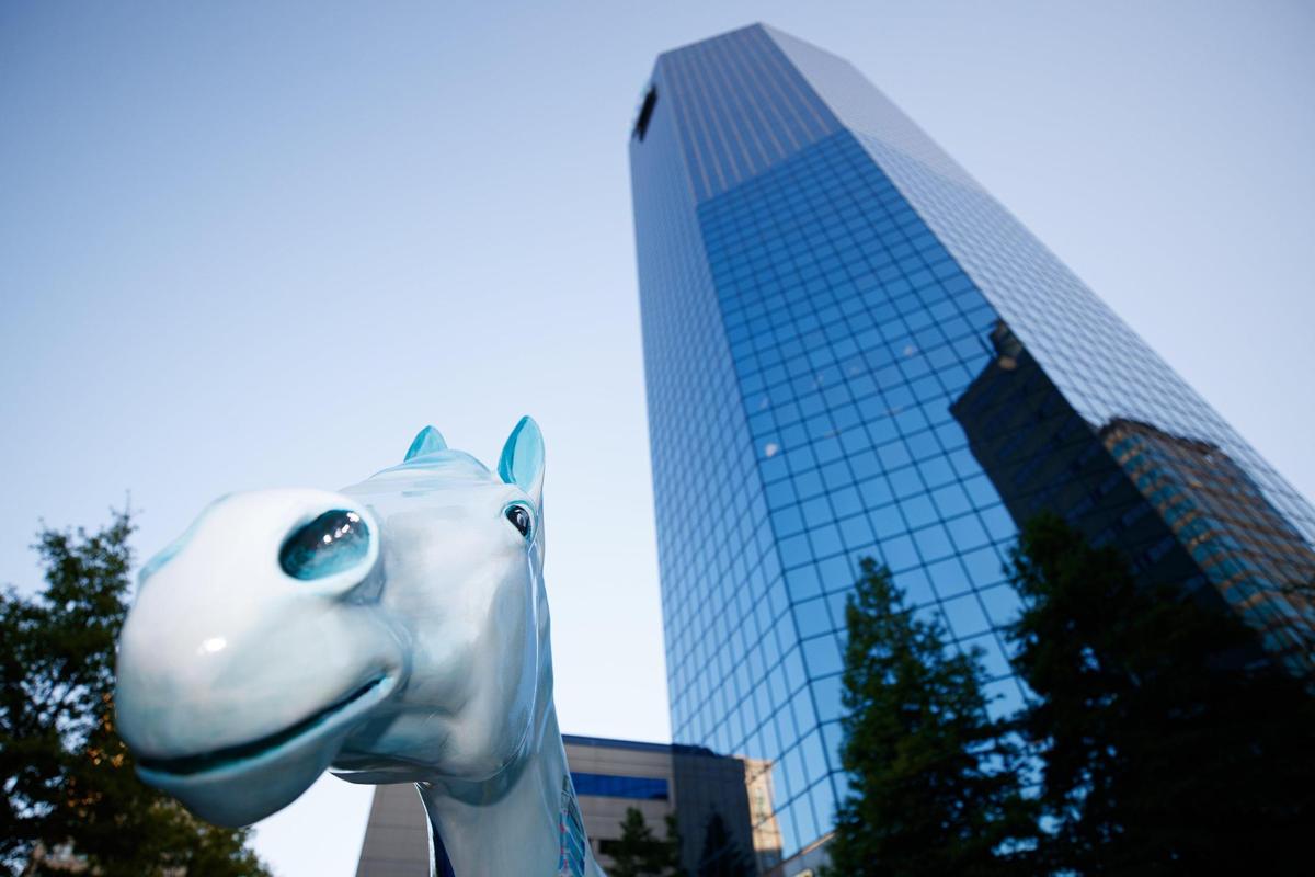 Painted horses take over downtown Lexington as a part of the Horse Mania art display on Tuesday, June 21, 2022, in Lexington, Kentucky.