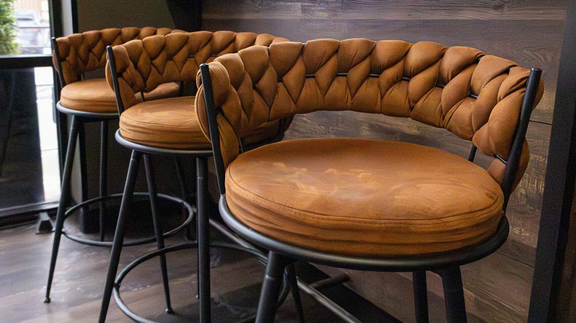 The Laundry Room plush bar stools for comfortable seating at the mini bar on Dec. 16, 2025, in Lexington, Ky.