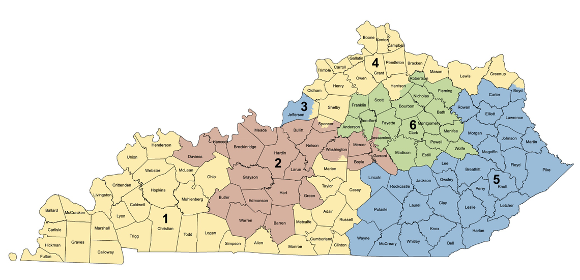 Kentucky’s current Congressional Districts