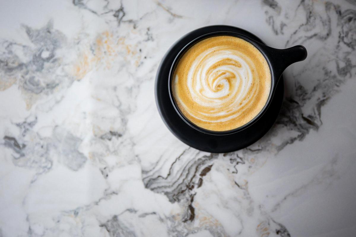 Hot latte at Char on Tuesday, July 1, 2025, on Ashland Avenue in Lexington, Ky.