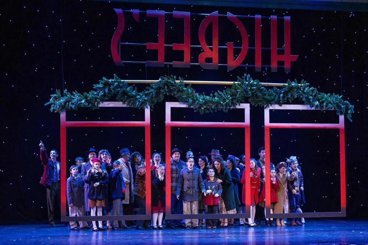 Actors of The Lexington Theatre Company perform a rehearsal of “A Christmas Story” at Lexington Opera House, November 18, 2024. The musical is like the notable movie but with more the actors say. The theatre group is having six performances this weekend.