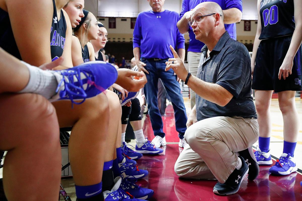 Shelby Valley head coach Lonnie Rowe spoke to his team during the All “A” Classic. Of his daughter, Rowe said, “I want to go to war with her every night, because I know what I’ve got.”