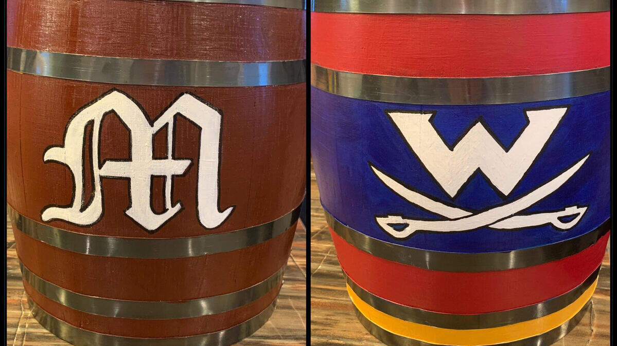 The Border Barrel was conceived by Marion County’s late head coach Rob Reader, who came up with the idea for a traveling trophy for the Knights’ annual rivalry with Washington County in 2019. It is a Kentucky Cooperage barrel painted with Marion’s colors on one side and Washington’s on the other. Reader died last month from liver cancer. Washington County will present the original barrel to Reader’s family and a new barrel will be named The Rob Reader Memorial Border Barrel will take its place.